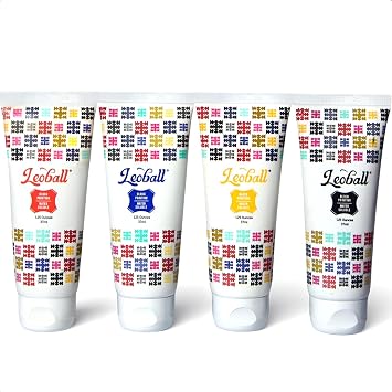 Leoball Water-Soluble Block Printing Ink Starter Set 4-Color Included Black, Red, Blue, Yellow - 1.25 Ounce Tube Each