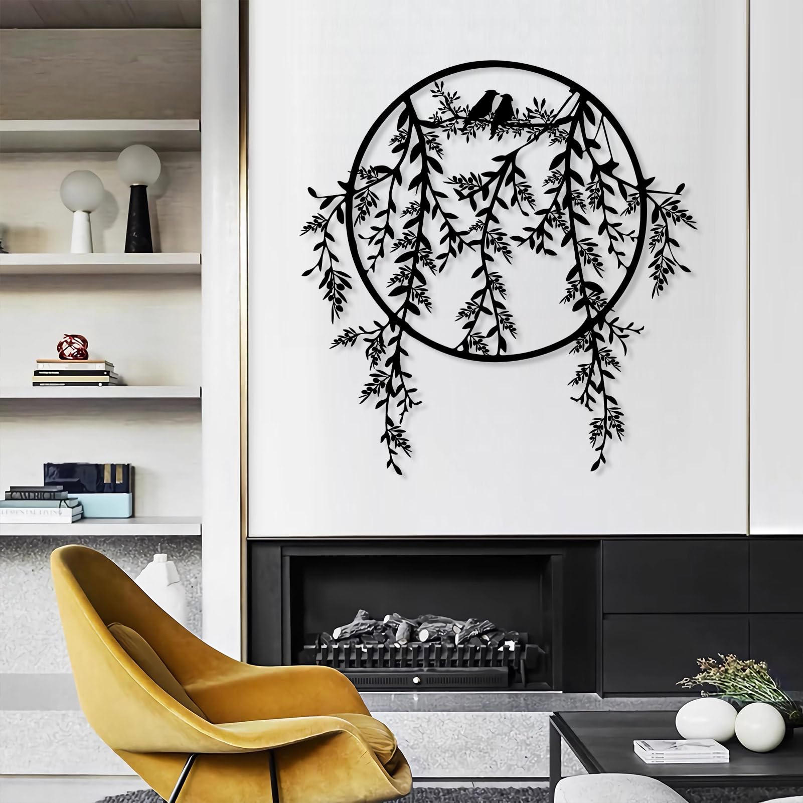 Birds on Branch Metal Wall Decor, Metal Tree Leaf Wall Art, Olive Branch Artwork, Birds Wall Decor, Olive Wall Art, Bird Decorations for The Home,