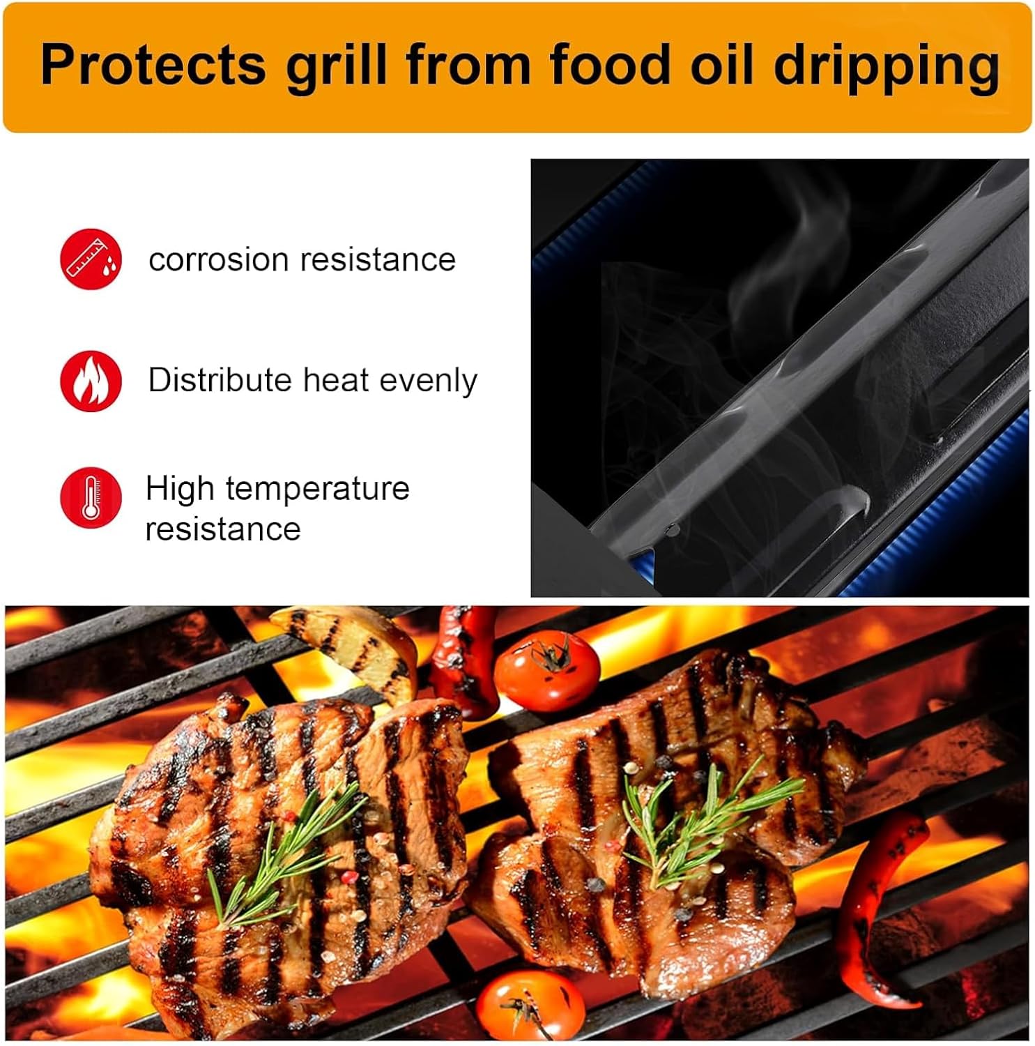 Grill Replacement Parts for Kenmore 146.23678310 146.16142210 146.23673310 146.16198211 146.34611410 146.34611410 146.46372610 Gas Grill, Porcelain Steel Heat Plate Shield,Burner Tube Repair Kit