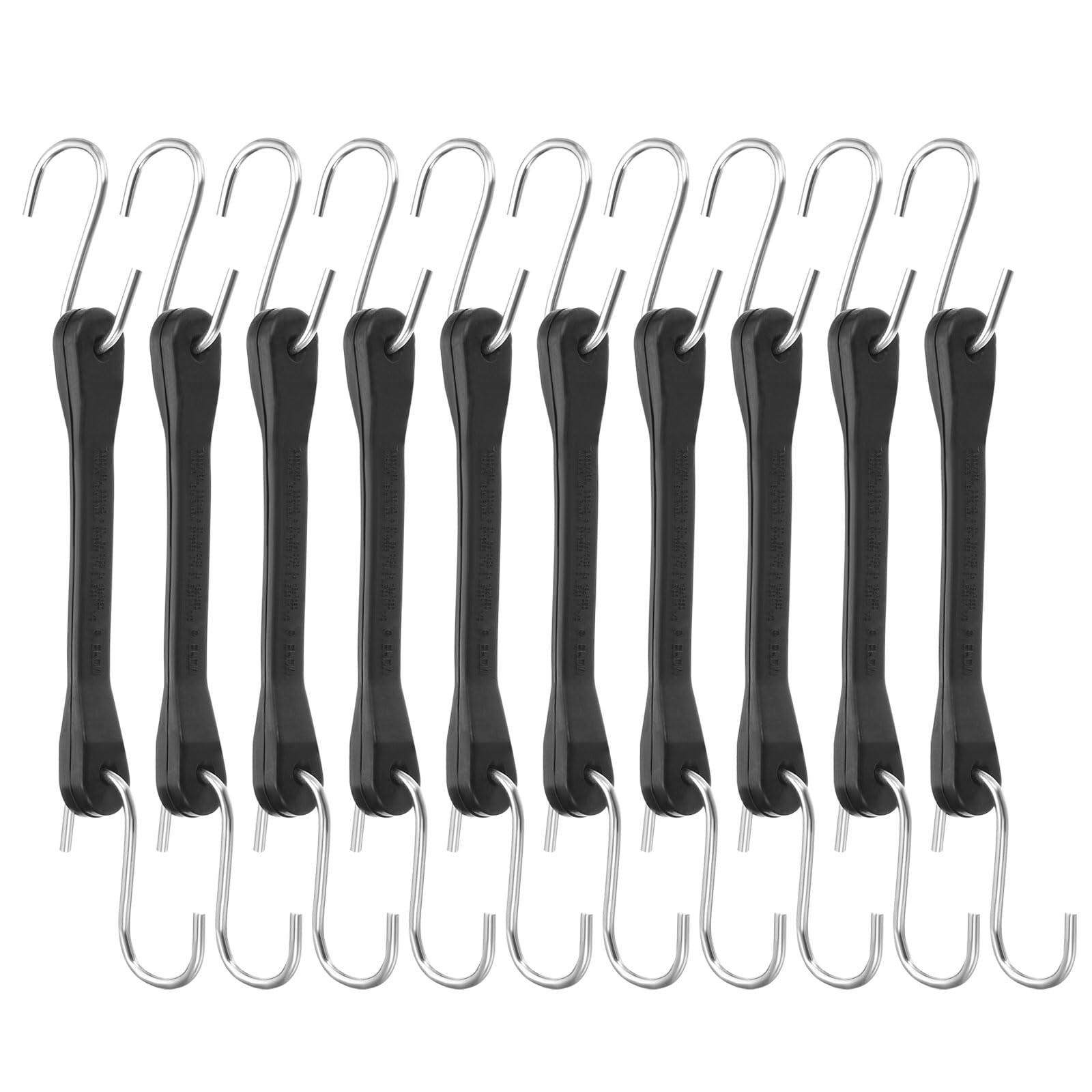 uxcell 10 corde elastiche da 15,2 cm con ganci, cinghie elastiche in gomma resistente con ganci a S in metallo crimpato per fissare teloni, camion, tele, attrezzatura da campeggio, nero