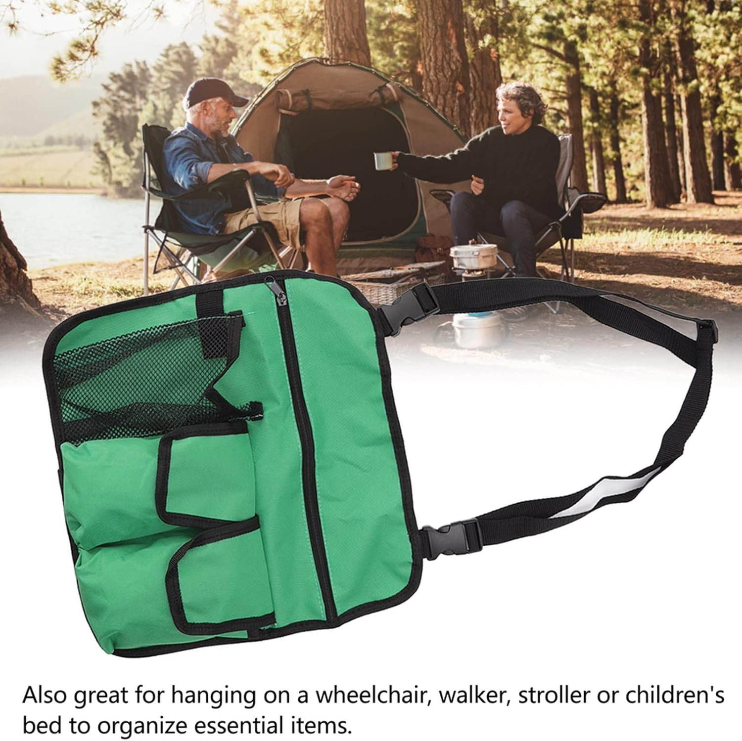 Versatile Chair Arm Organizer for Camping Outdoor (Green) image 2