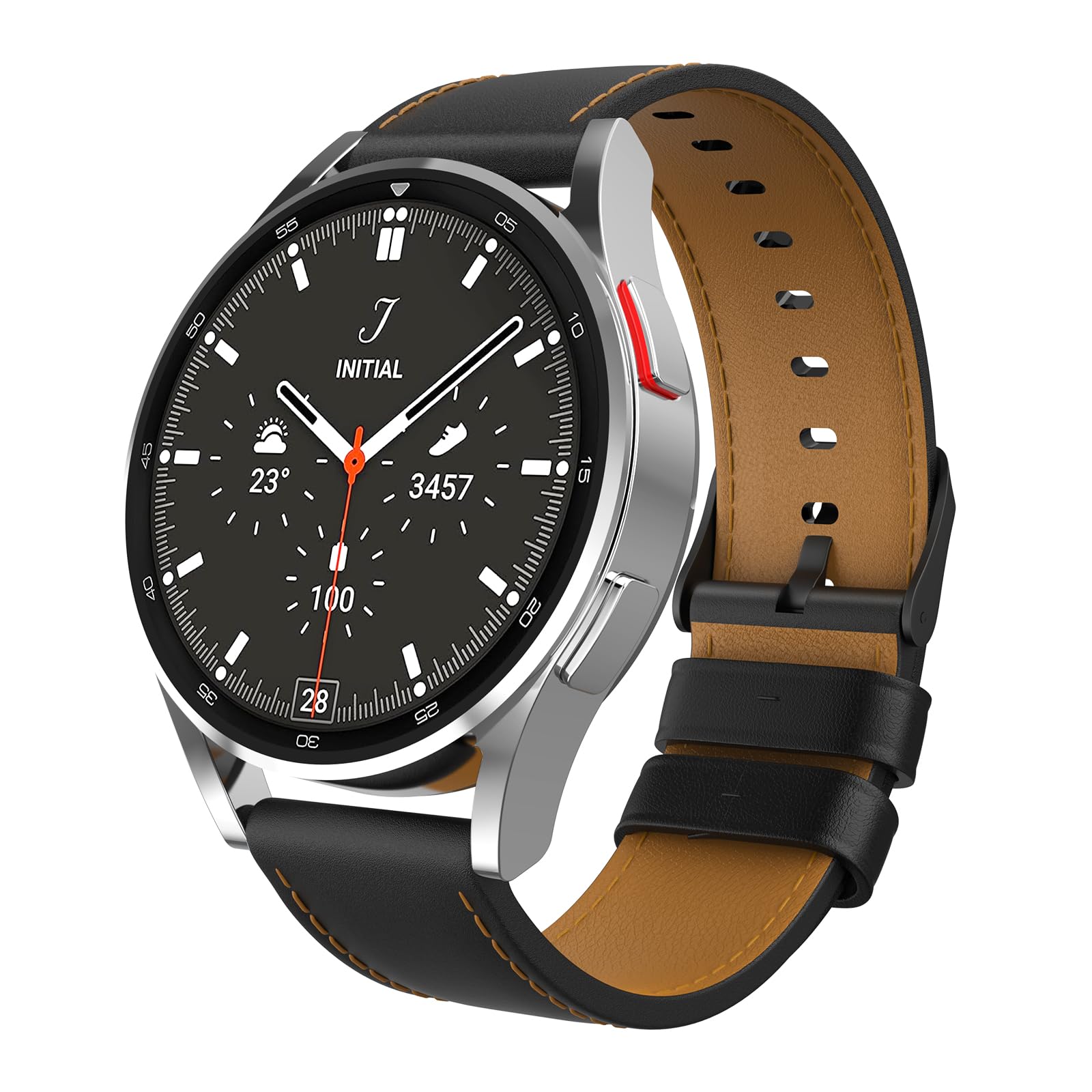 MoKo Leather Strap Compatible with Samsung Galaxy Watch 3 Strap 45mm/Galaxy Watch 46mm Strap/Gear S3 Frontier Strap/S3 Classic, 22mm Top Grain Leather Replacement Band, Black