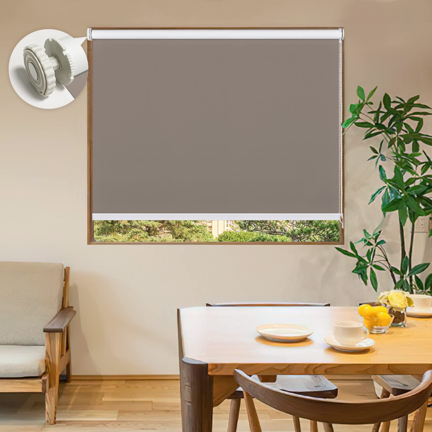 突っ張り式　ロールスクリーン　目立ちにくい　カフェオレ　123.5〜150 突っ張り式ロールスクリーン目立ちにくいカフェオレ123.5〜150