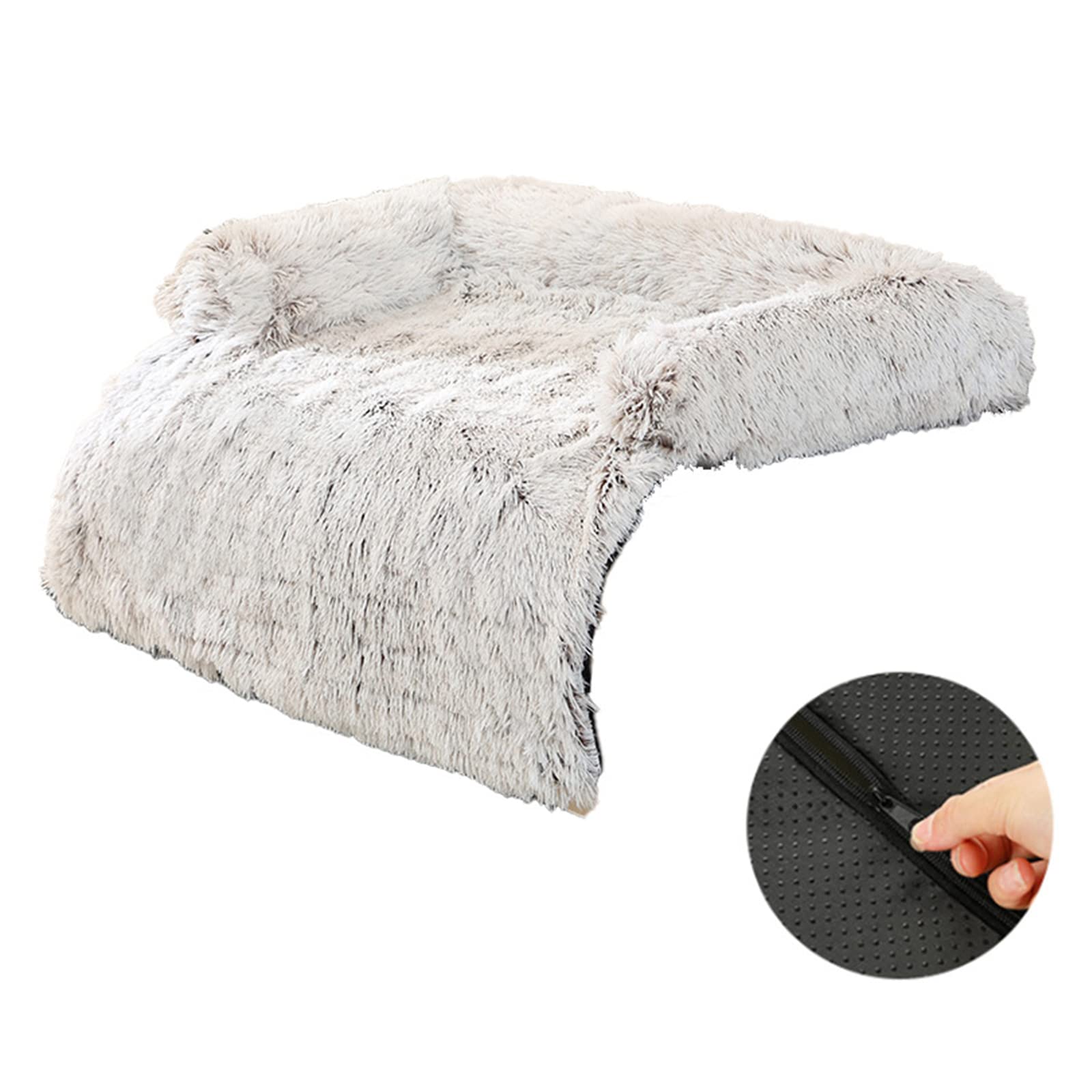 Sofá de Felpa Sofá Cama de Felpa for Camas de Felpa de Invierno Cojín Cama de Felpa Cama for Mascotas for Coche Confort Cálido for Accesorios de Perreras/296(Gradient Gray rounde)