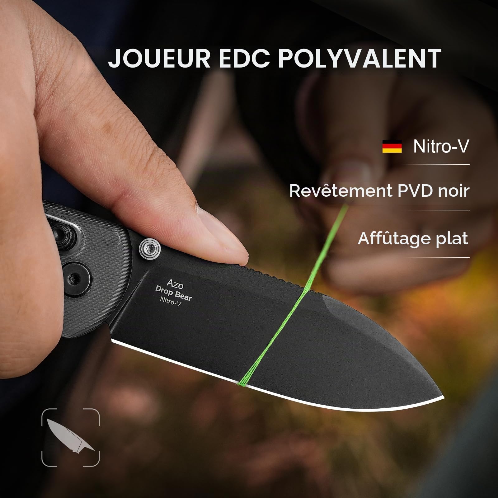 Kizer Drop Bear EDC Couteau de Poche, 2,97" Lame Nitro-V Manche en Acrylique Couteau Pliable avec Ouverture par Bouton-Poussoir, Verrouillage à Embrayage Couteaux EDC pour Hommes et Femmes V3619A9