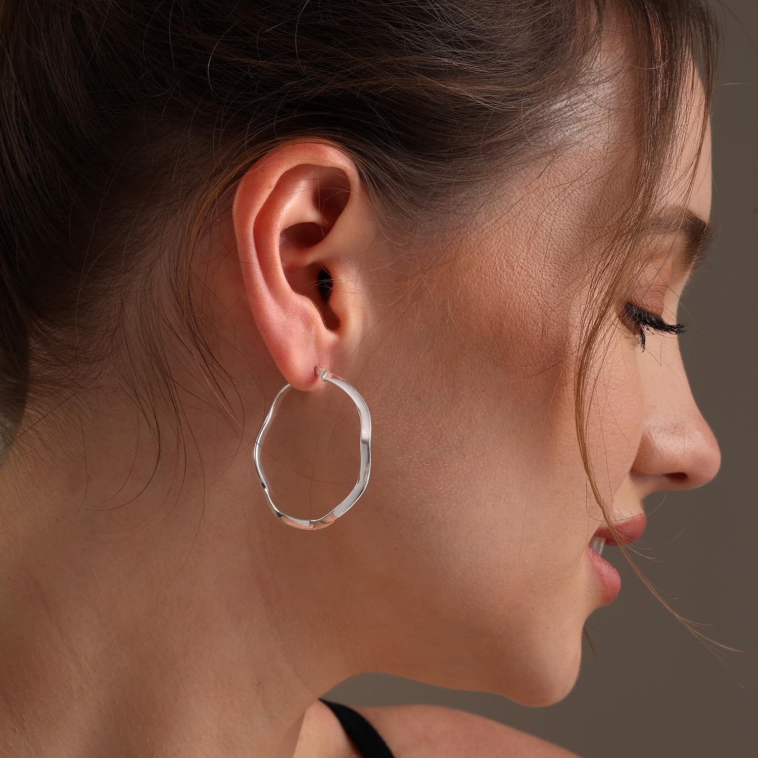 LeCalla 925 Sterling Silver Twisted Hoop Earrings for Women | Lightweight Hypoallergenic Handmade Classic Twist Click-Top Hoop Earrings