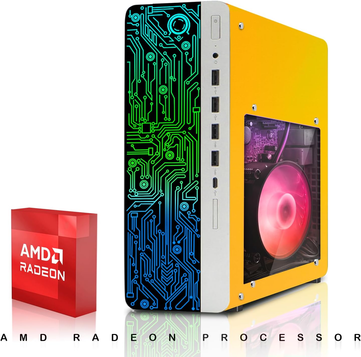 HP Desktop Computer PC Lambo AMD A10-9700, 16GB RAM, 512GB SSD, 24 Inch Curved Monitor, RGB KBM with AI Copilot, WiFi, RGB Soundbar, Windows 11 (Renewed)