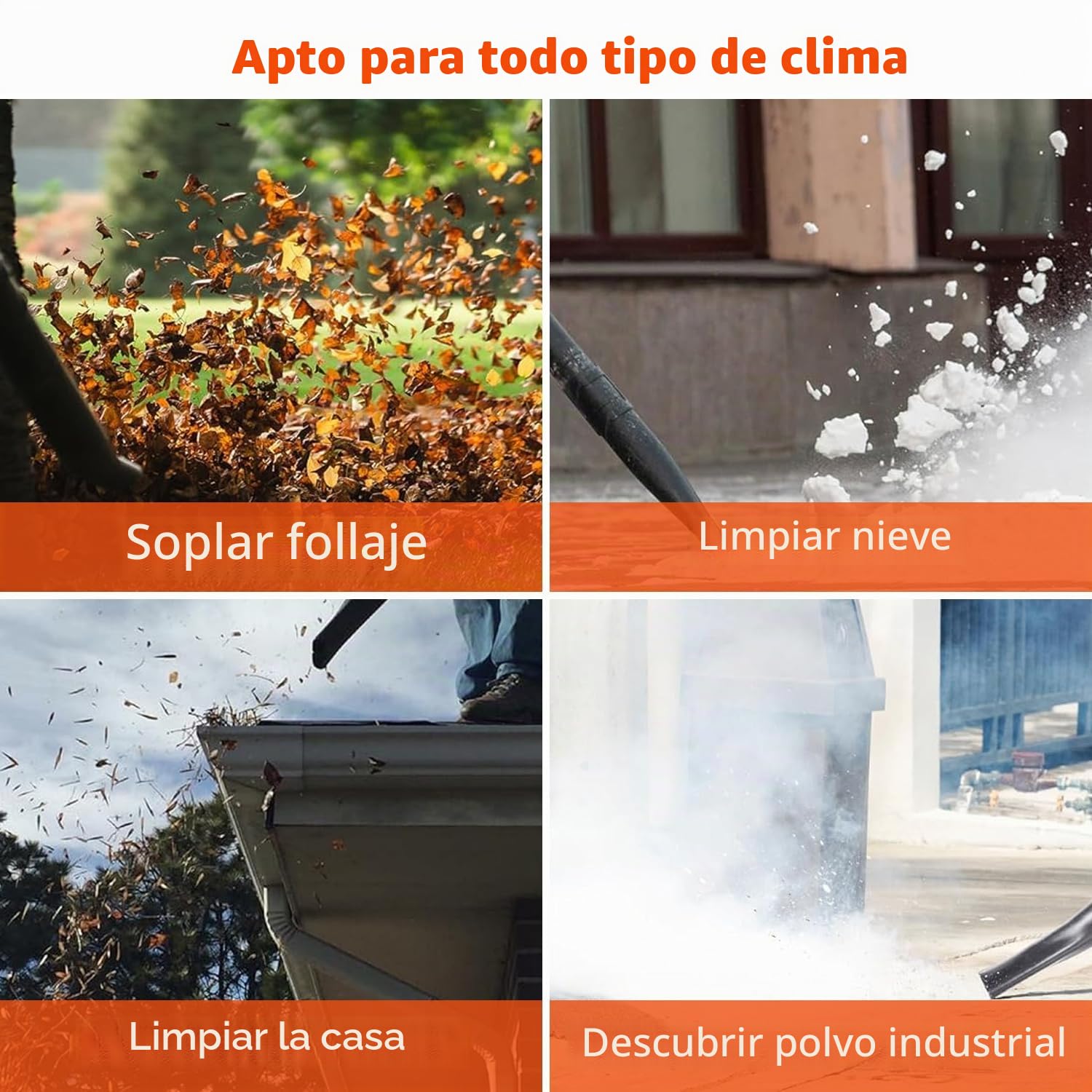 26 CC Soplador de hojas a gasolina portátil inalámbrico, potente motor de 2 tiempos refrigerado por aire - 7500 rpm / 0,75 kW, ligero, para limpieza de hojas, nieve y polvo