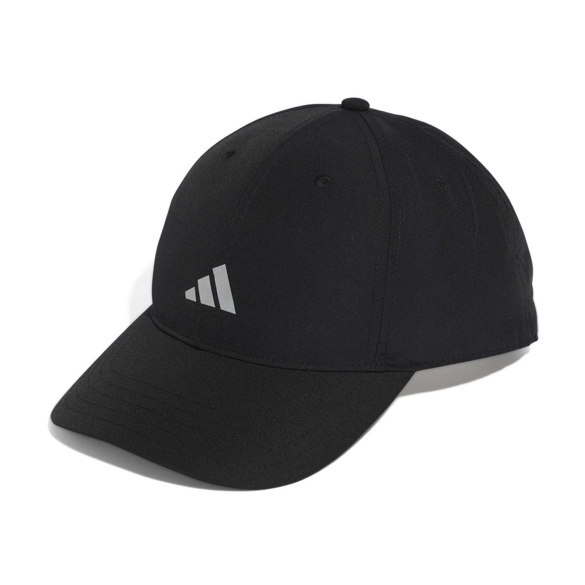 adidas Unisex Running Essential Climacool 6 Panel Baseball Hat, Black/Reflective Silver, M-L
