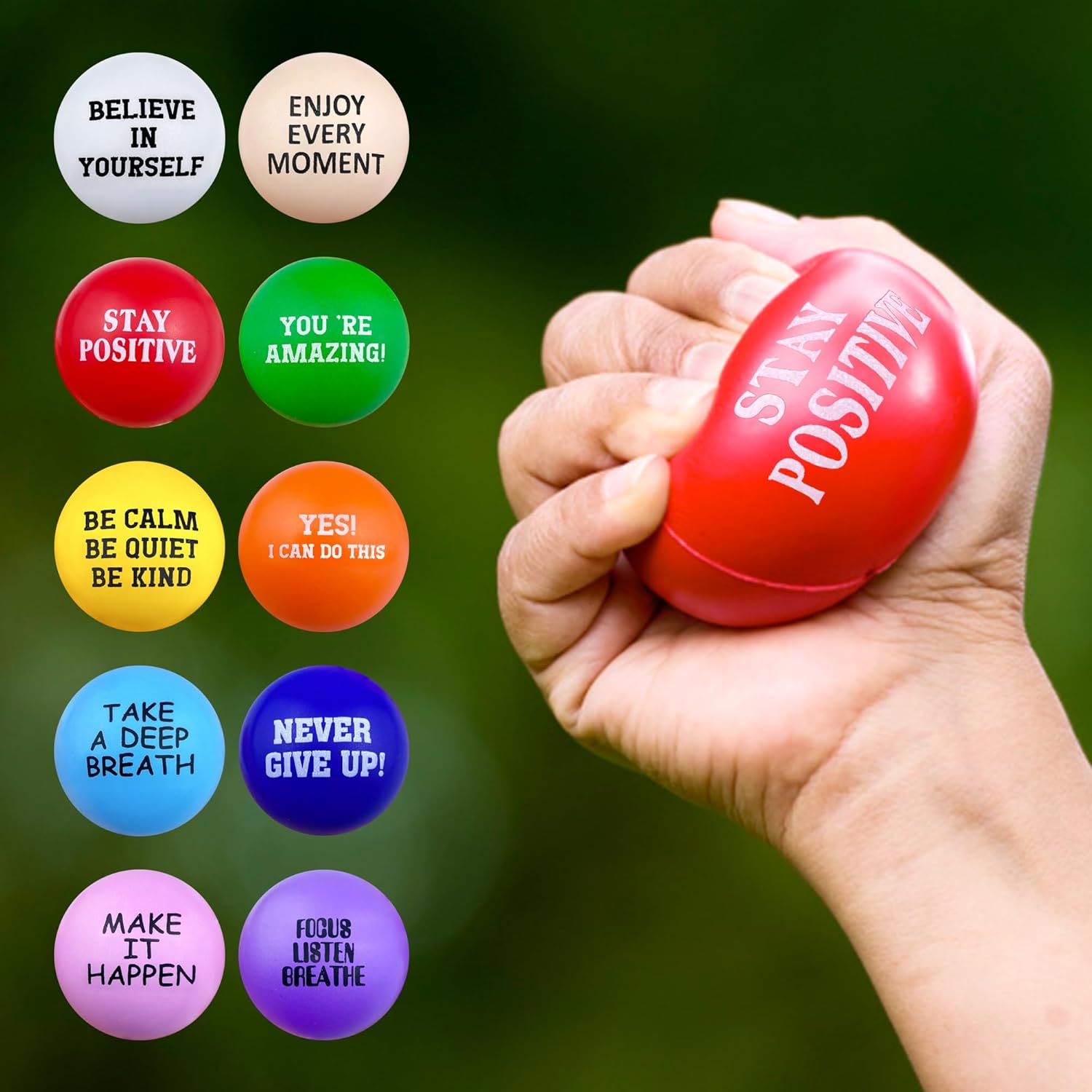 80PCS Colorful Foam Motivational Stress Relief Ball with Motivational Language Hand Exercise Gift for Office and Home Use (10