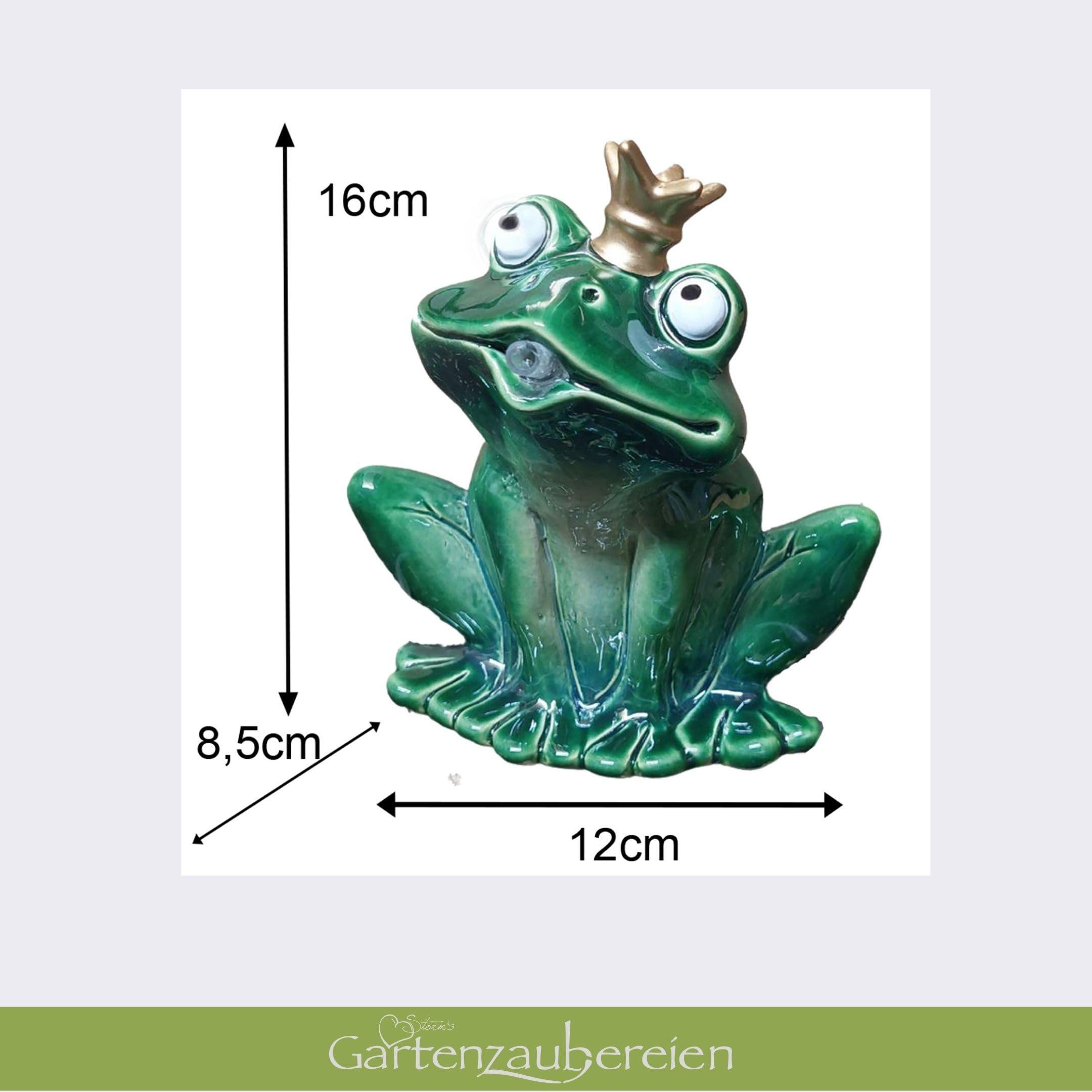 Wasserspeier Frosch aus Keramik mit Pumpe 230V 16cm für Miniteich - Balkon und Terrasse