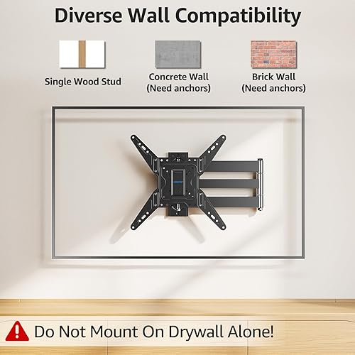 Miniatura 8 de MOUNTUP MU0075 - Soporte de pared de brazo largo para la mayoría de televisores de 32 a 65 pulgadas, soporte de TV de esquina de movimiento completo