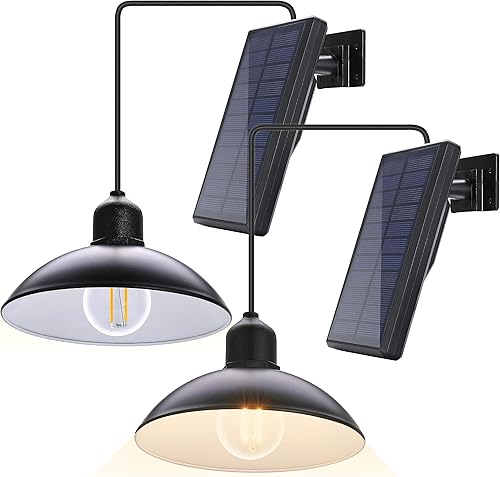 Miniatura 8 de Luces colgantes LED solares con control remoto (paquete de 2), panel solar ajustable y cable de 16.4 pies, impermeable IP65 para uso en exteriores e
