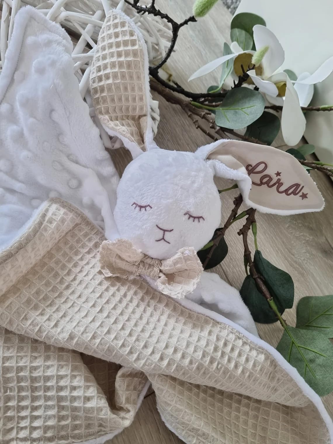 Windeltorte XXL mit Namen - Mädchen Junge - Hase Hoppi - 2-stöckig - Geschenk, Babyparty, Geburt Taufe + Gratis Grußkärtchen