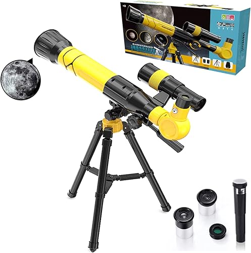 Miniatura 7 de Timisea Telescopio para niños y principiantes, para un joven astrónomo, telescopio refractor portátil con trípode de mesa y 3 oculares, explora el