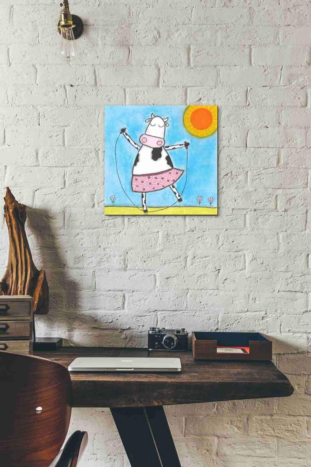 Epic Graffiti Super Animal-Cow Giclee Canvas Wall Art, Blue