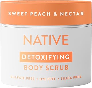 Native Body Scrub, Gently Exfoliates & Moisturizes for Smoother Skin in 1 Wash, Clean, Minimal, Silica-Free Ingredients to Sensitive Skin, for Women & Men, Sweet Peach & Nectar, 12 Ounce (Pack of 6)