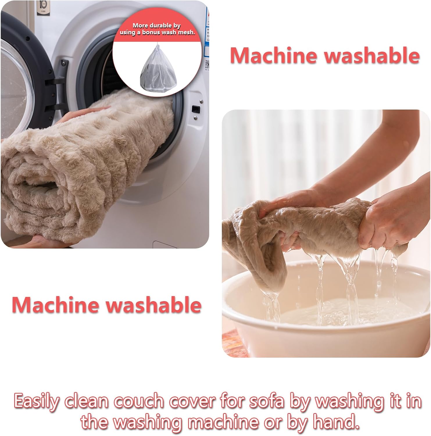 Fluffy Couch Cover for Dogs Washable, Fuzzy Thick Warm Sofa Covers, Dog Couch Cover Protector Pads Mat for Sofa Non-Slip(White, 27.6 x 82.7 Inch)