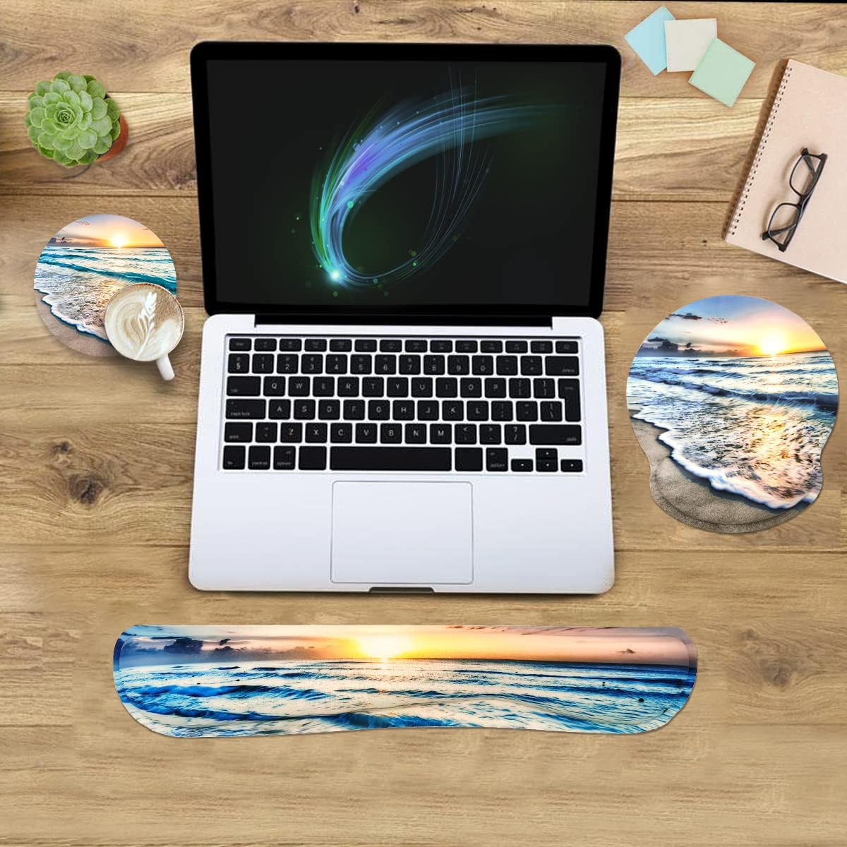 Set di poggiapolsi 3 in 1, tappetino ergonomico con cuscino in gel per mouse e tastiera