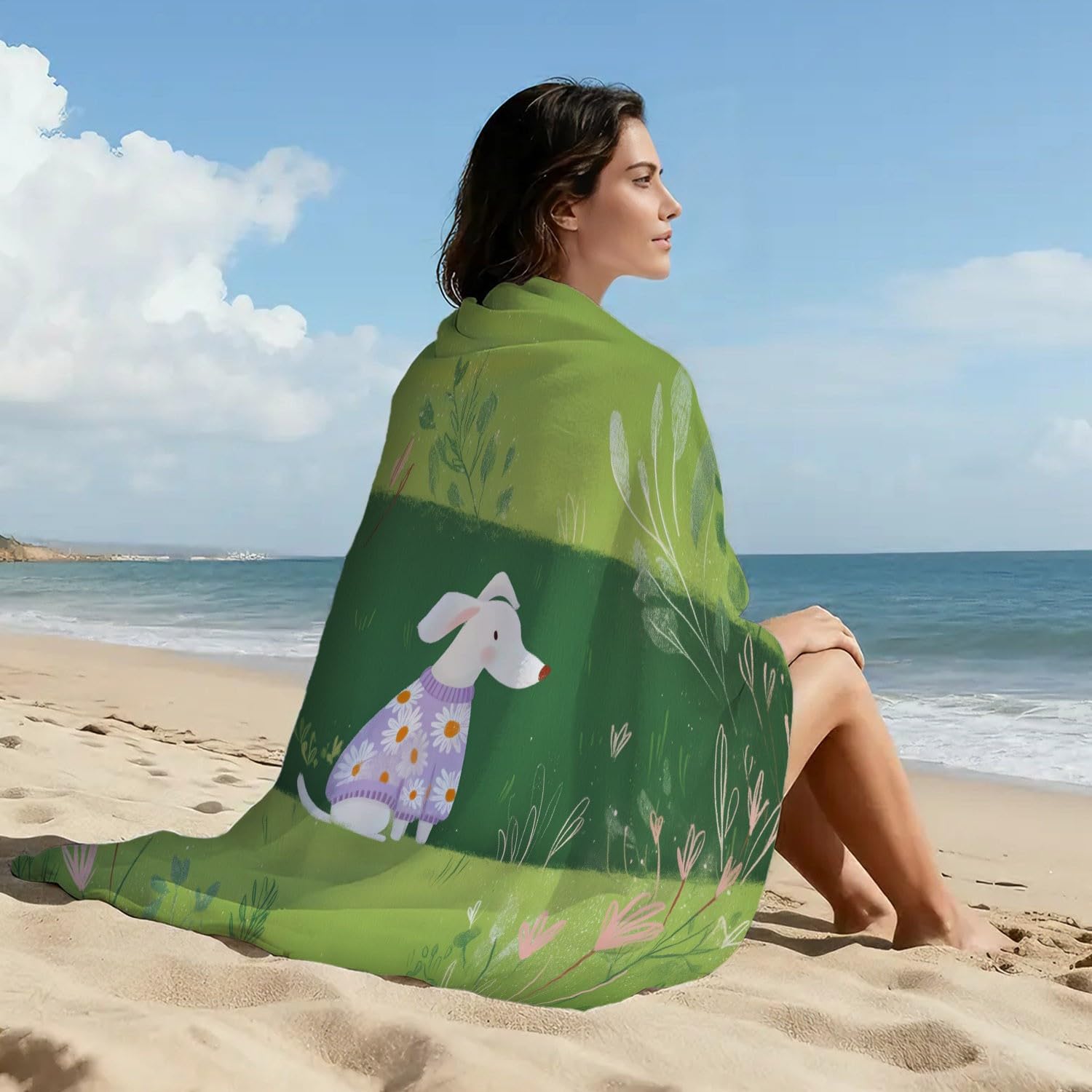 Dreamy - Telo mare in microfibra, leggero, ad asciugatura rapida, senza sabbia, per nuoto, viaggi, vacanze, divertimento, fiaba, musica, animali carini, gatti, 200 x 100 cm