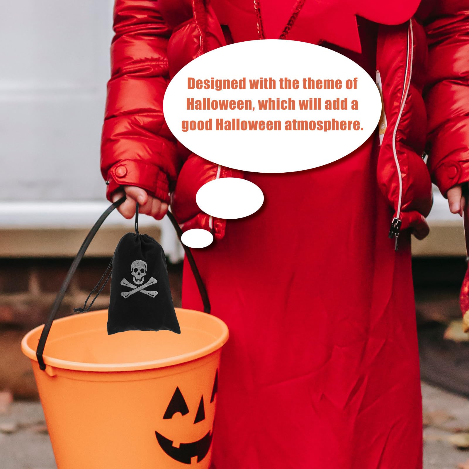 GALPADA 10 Stück Halloween Beutel mit Piratenmotiv Schwarzer Polyester Kordelzugbeutel für Süßigkeiten und Kleine Gegenstände für Halloween Partys
