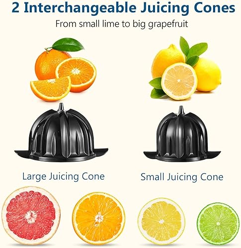 Miniatura 7 de Exprimidor eléctrico de cítricos, 350 W, 15000 rpm, apagado automático, acero inoxidable, naranja, motor ultra potente, mango suave, exprimidor de