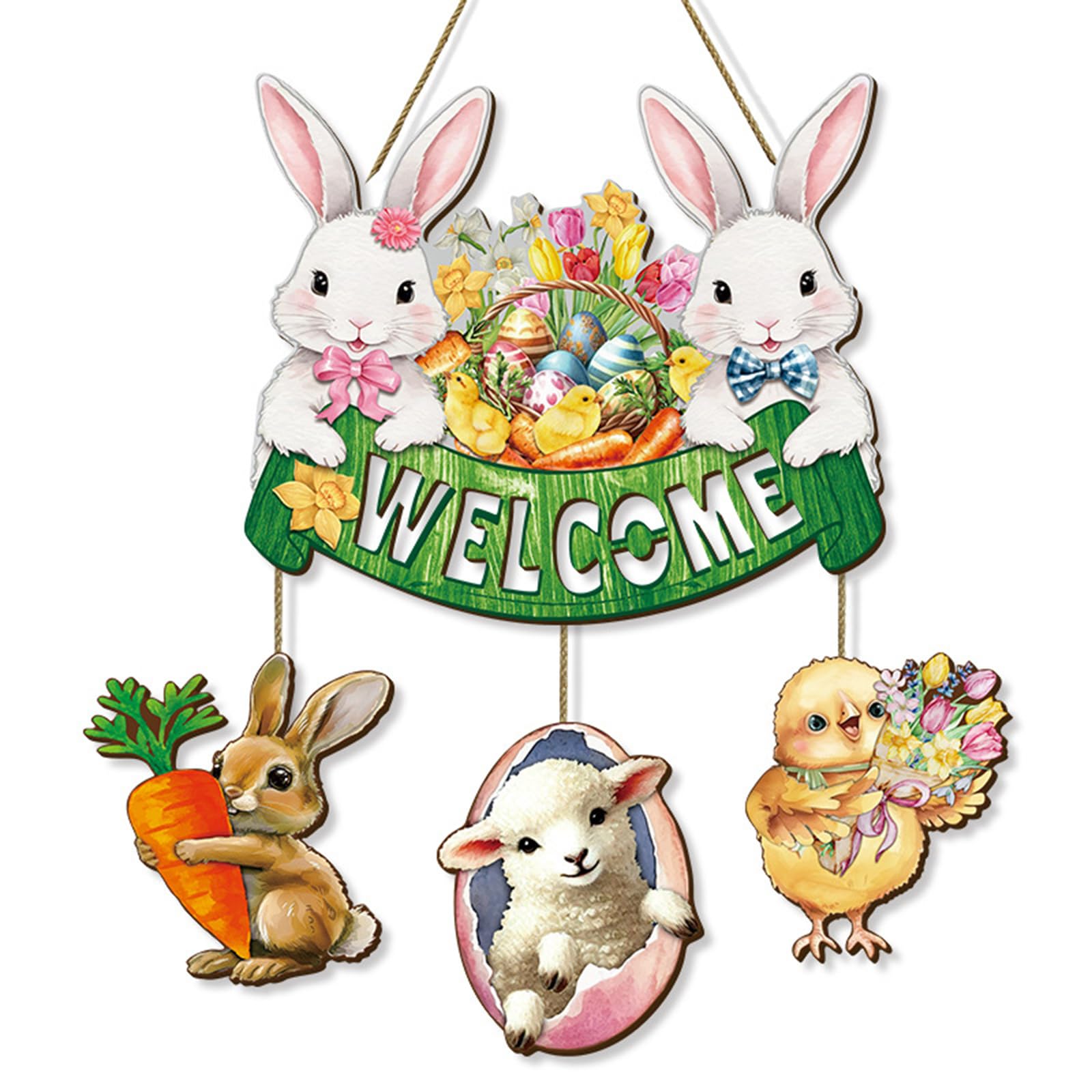 hogtnd Easter Bunny Table Wooden Signs, Farmhouse Decorations, Spring Wooden Table Ornaments, Easter Decorations, Wooden Decorations
