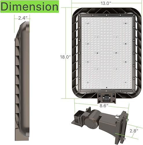 Miniatura 6 de Luces LED de estacionamiento de 300 W, 45000 lúmenes, 5000 K, luces de calle ajustables con fotocélula del atardecer al amanecer, 100-277 V, IP65,