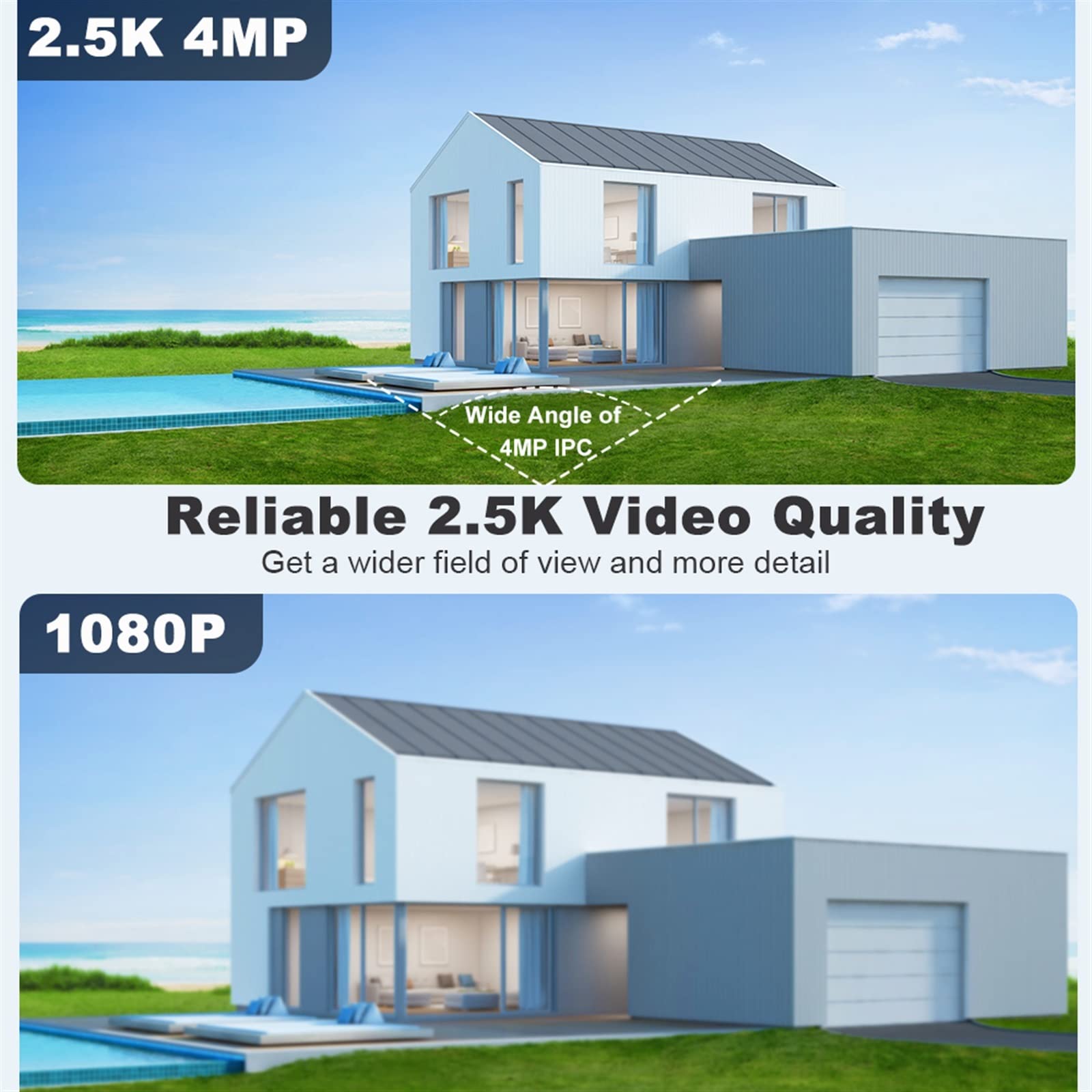 Telecamera Wifi Esterno, Telecamera di sicurezza Telecamera di sorveglianza wireless con batteria ricaricabile Pannello solare PIR Rilevamento umano PTZ Vista a 360° ,Sicurezza, Antifurto(2.5K Black)