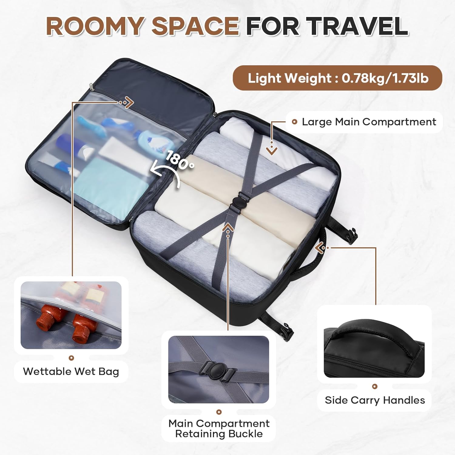 Travel Backpack For Women Men Carry on Backpack Luggage Flight Approved Personal item Travel Bag Essentials Mochila de viaje Laptop College Backpack Large Black - Image 4