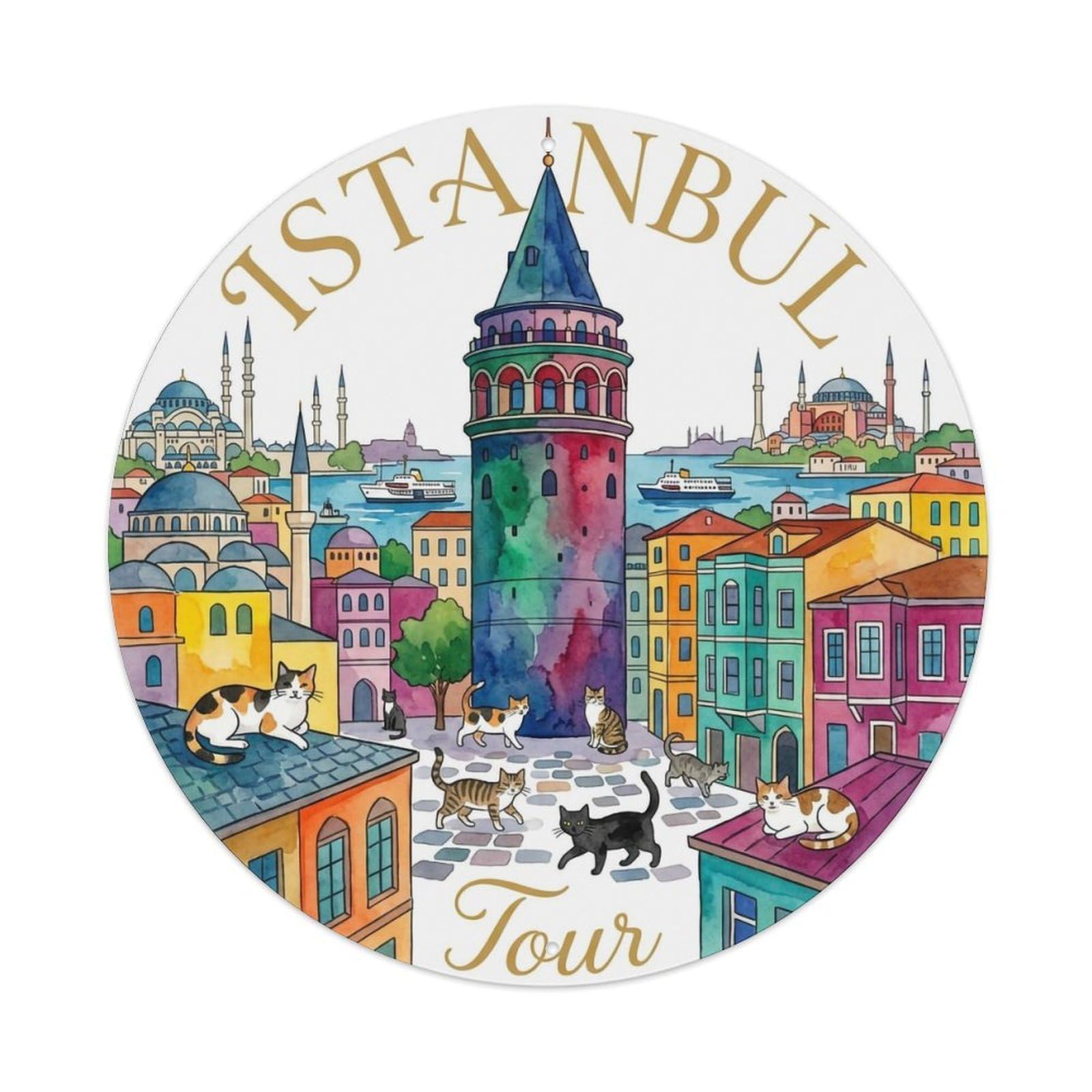 Vintage Travel Istanbul Turkey Tour Vintage Metal Tin Sign Plaque Wall Decor for Cafe, Club Bar, Office, Garden Metal Poster 8x8Inch