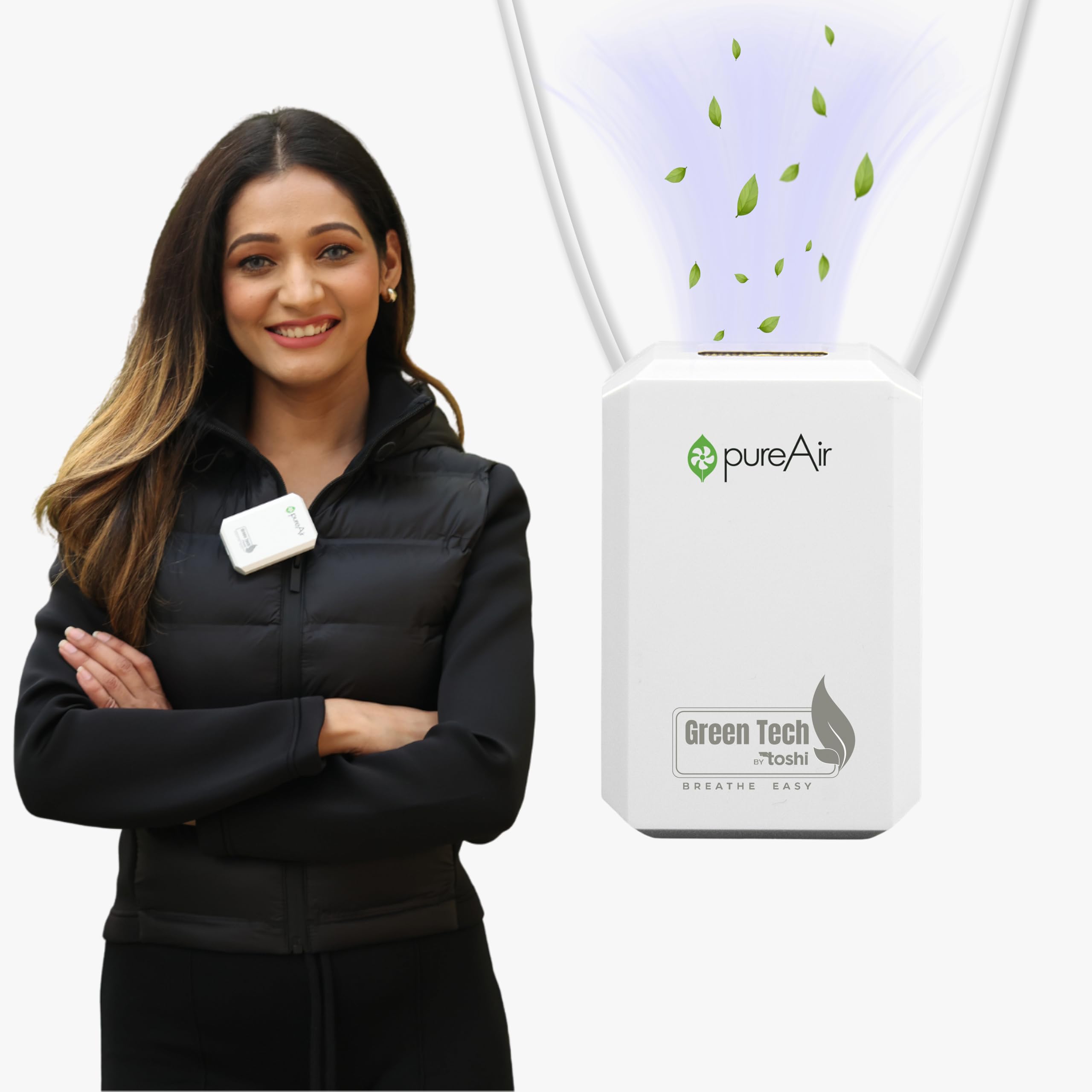 Personal Air Purifier. PureAir SOLO. Rechargeable, Small, Portable & Wearable Air Purifiers by Toshi GreenTech. Avoid Allergies & Pollution. American Technology.-image-38
