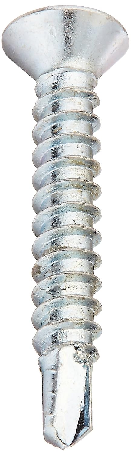 Small Parts 0412KPF Steel Self-Drilling Screw, Zinc Plated Finish, 82 Degree Flat Head, Phillips Drive, #2 Drill Point, #4-24 Thread Size, 3/4" Length (Pack of 100)