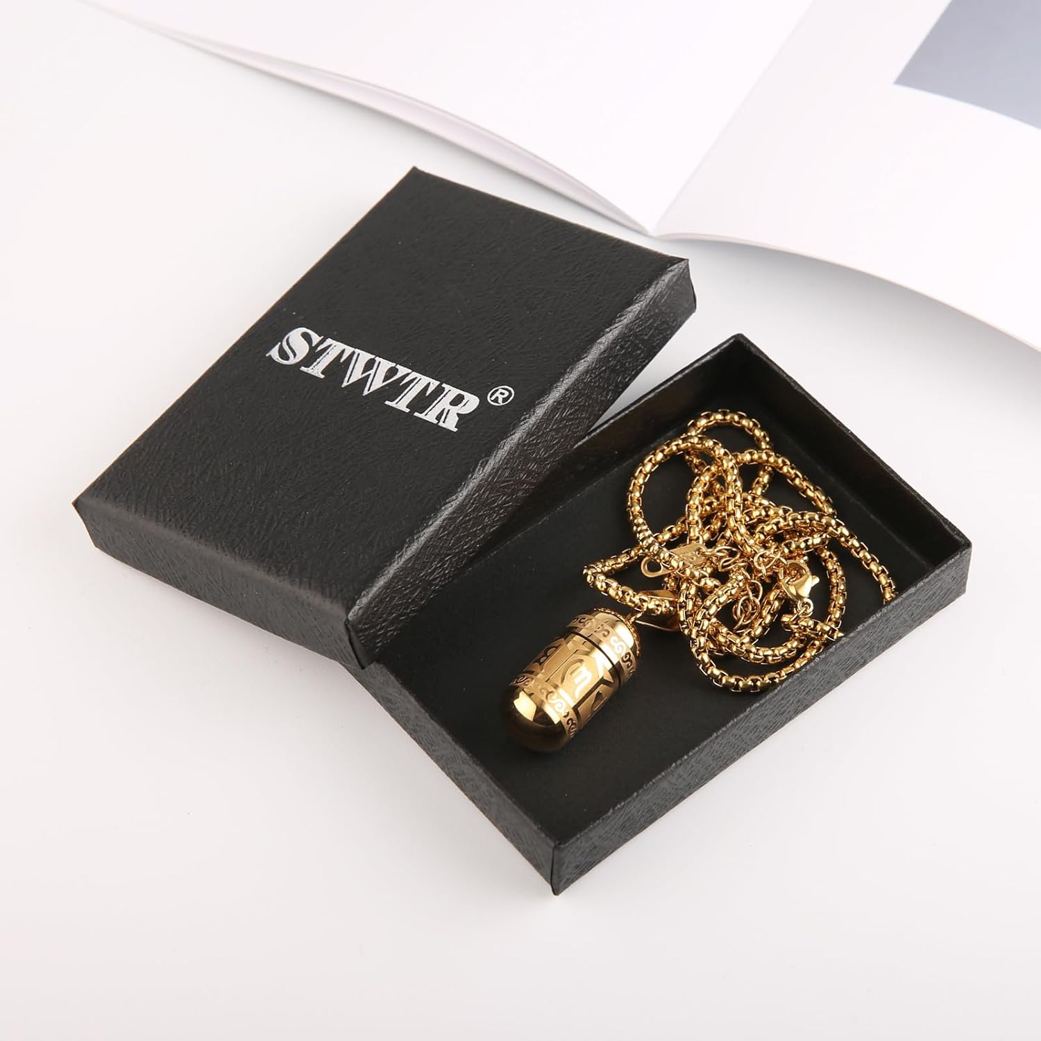 STWTR Tibetan Buddhist Meditation Stainless Steel Pendant Memorial Cremation Grey Pill Container Necklace for men and women with 23.6 "+1.9" necklace - Image 7