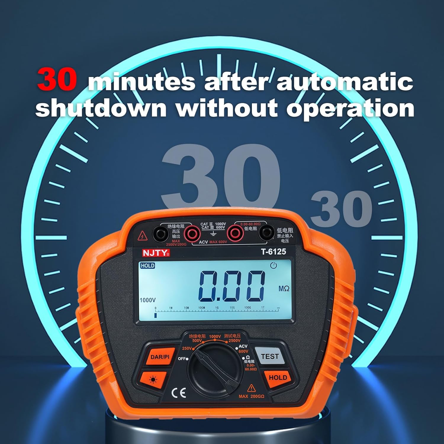 Insulation Resistance Tester 2500V Digital Megohmmeter MAX 200GΩ Measuring Low Resistance Absorption Ratio