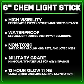 PartySticks Emergency Glow Sticks - 12 Ultra Bright Individually Wrapped Military Grade Chem Lights - 12 Hour Bulk Tactical Light Sticks for Survival Gear, Camping, and Power Outages