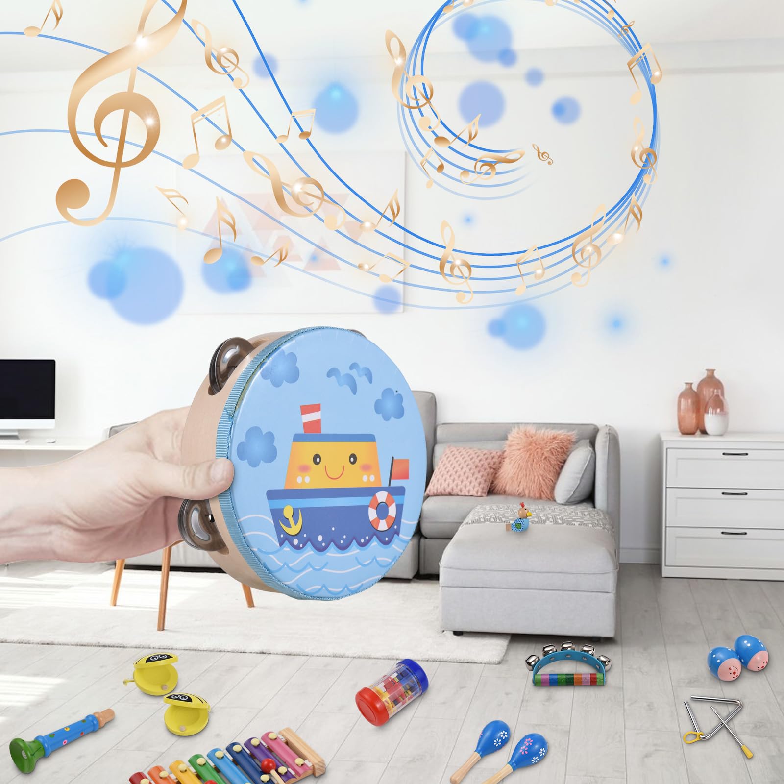 Set di strumenti a percussione in legno Educazione musicale Interessante Giochi interattivi Mano Occhio Sviluppo coordinato Compleanno con Borsa Accessori