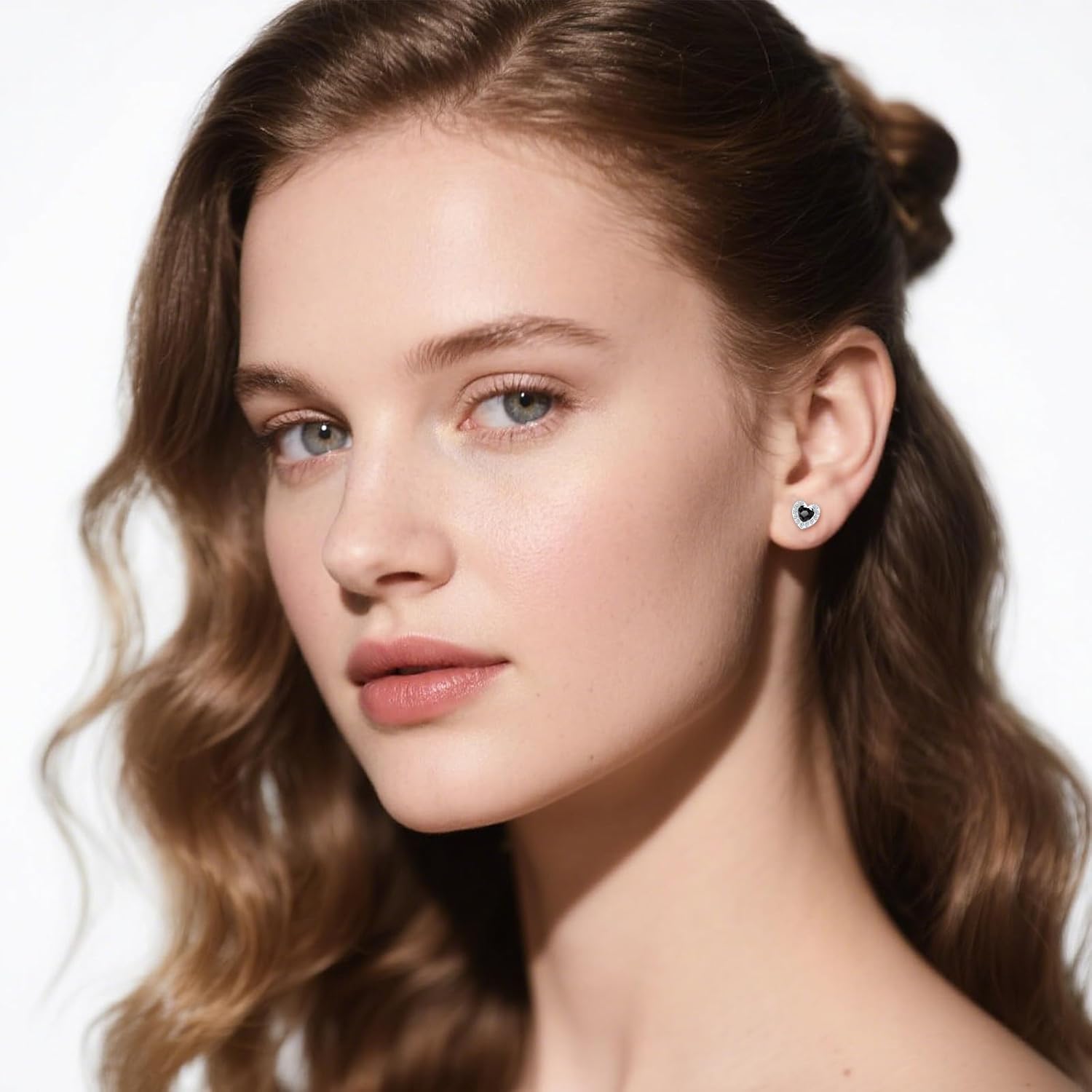 Heart Cubic Zirconia Titanium Alloy Stud Earrings for Women, Hypoallergenic Flat Back Cartilage Piercing Jewelry, 4mm 6mm Post, Helix Tragus Piercing - Image 8