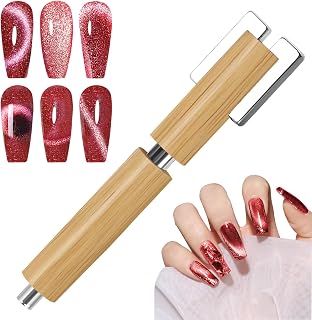 Multifunctional Nail Magnet,Cat Eye Magnetic for Nails,Detachable Design with Solid Wood Shell Protection,Strong Magnet for nails Salon Art Tools(Original Wood)