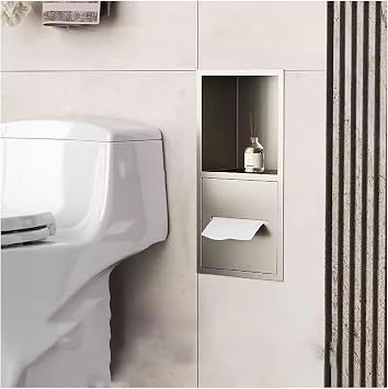 Stainless Steel Shower Niche, Wall Niche, Stainless Steel Shower Nich Stainless Steel Bathroom Niche, Recessed Bathroom Storage Shelf,Apricot 20x40x12.5cm