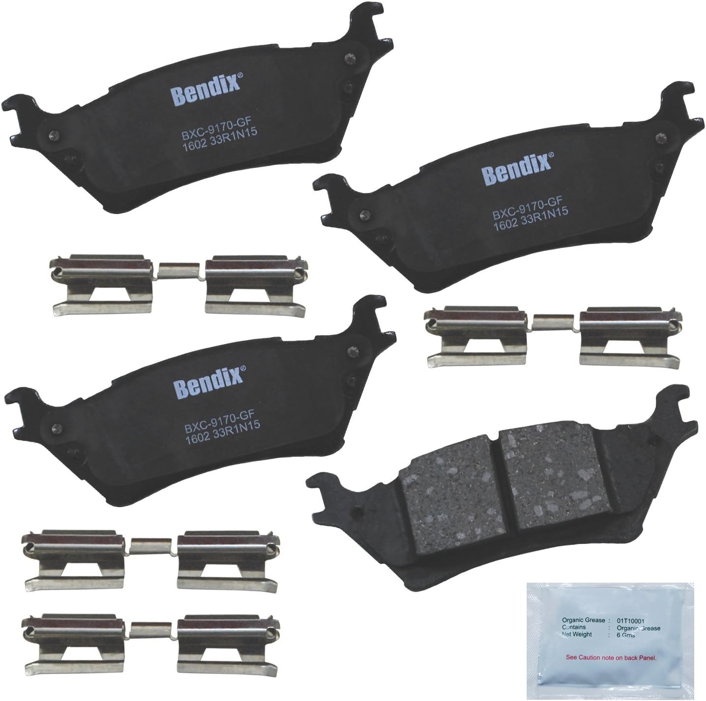 Bendix Priority1 CFC1602 Ceramic Rear Brake Pads for Ford F-150 2020-2012, Lobo 2020-2015, Lincoln Mark LT 2014-2012