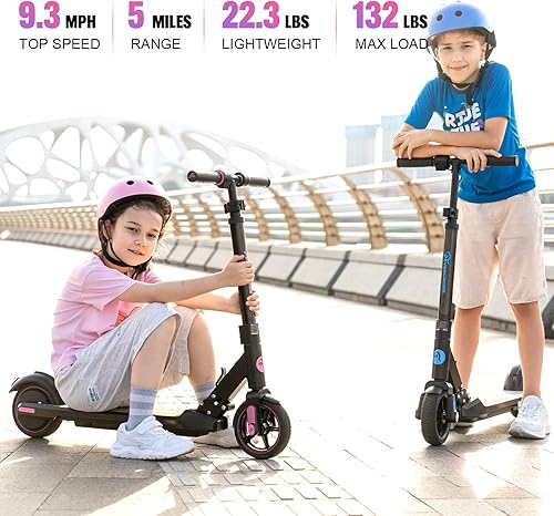 Miniatura 4 de EVERCROSS EV06C Scooter eléctrico, scooter eléctrico plegable para niños de 6 a 12 años, hasta 9.3 MPH y 5 millas, pantalla LED, luces LED