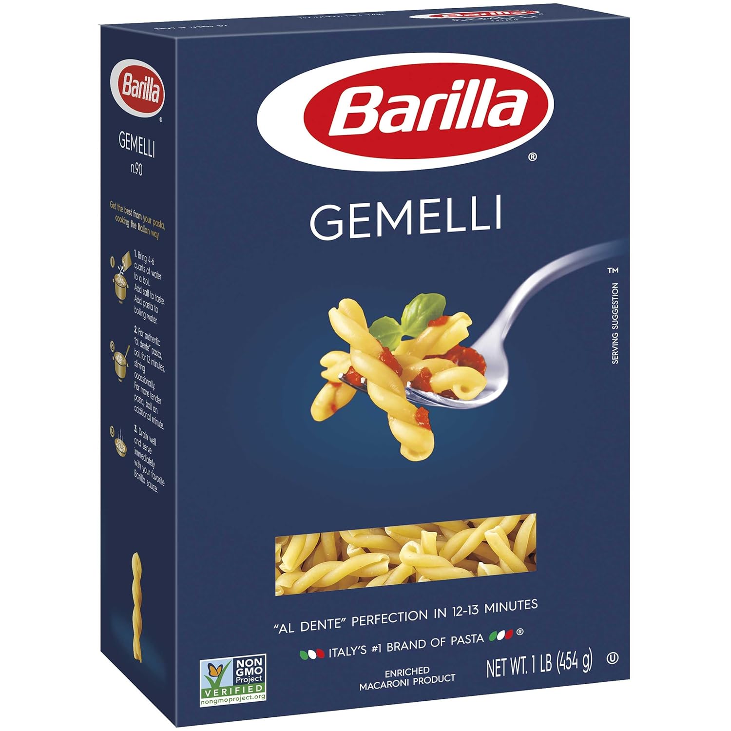 Barilla Gemelli Pasta, 16 oz. Box (Pack of 16) - Non-GMO, Made with Durum Wheat Semolina - Kosher Certified