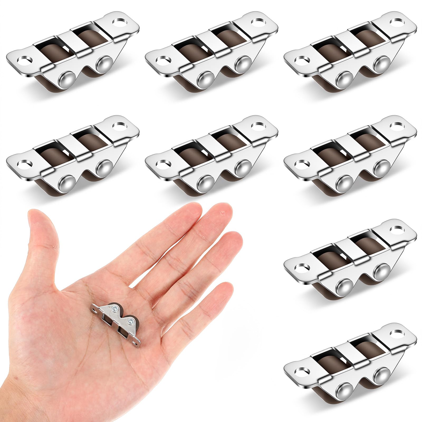 Xinjoduz 8 PCS Mini Fixed Low Profile Double Roller Caster Wheels