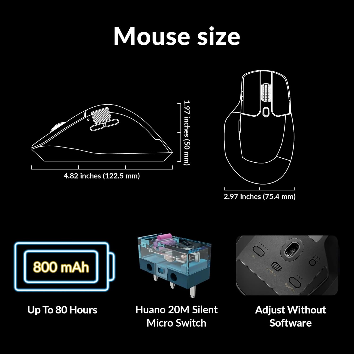 Keychron M6 mouse dimensions and battery life
