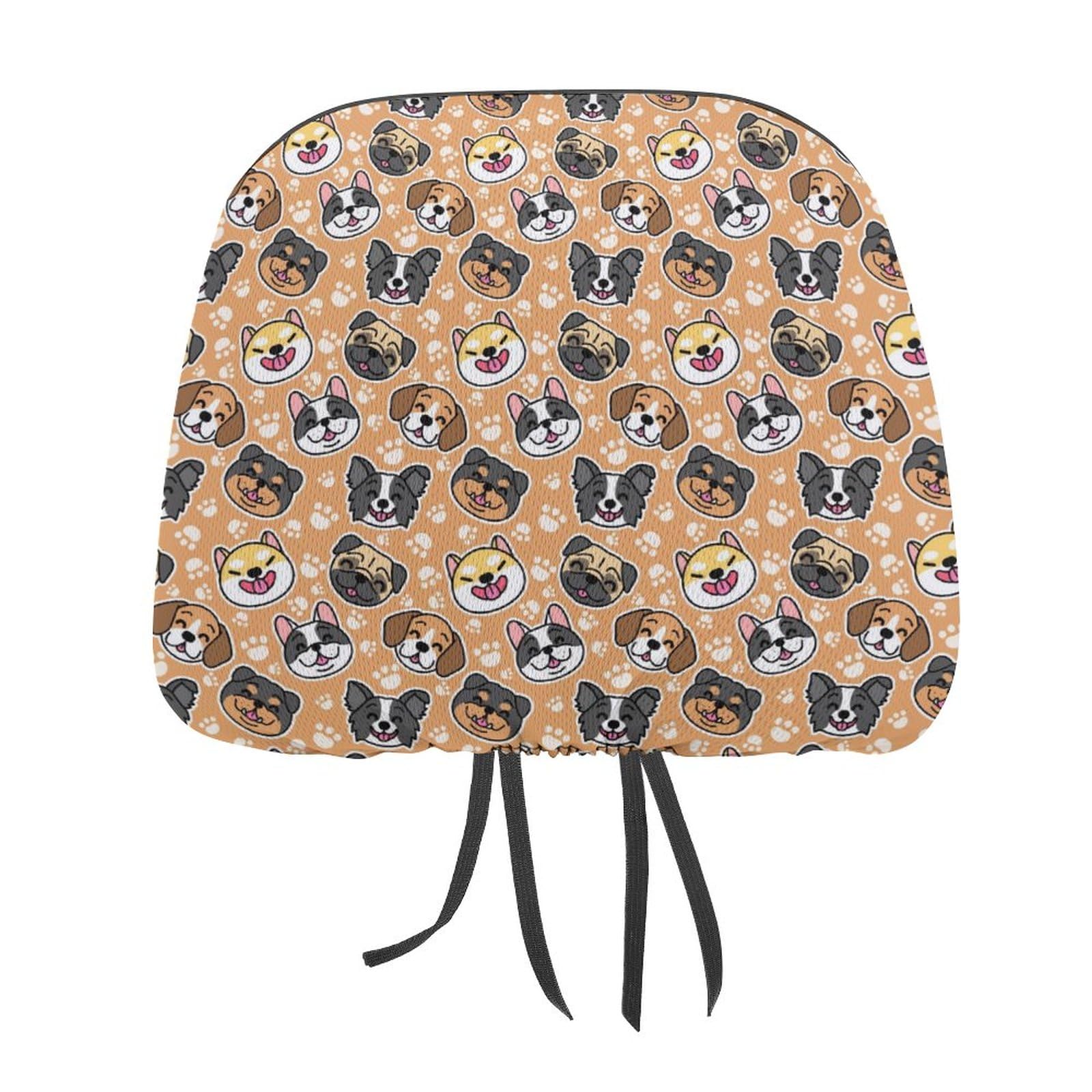 FJQWKLF Cute-Dogs-Head-Cartoon-Pattern Car Head Rest Covers, Novelty Print, Universal Decorative Covers, 2 Pack Headrest Covers
