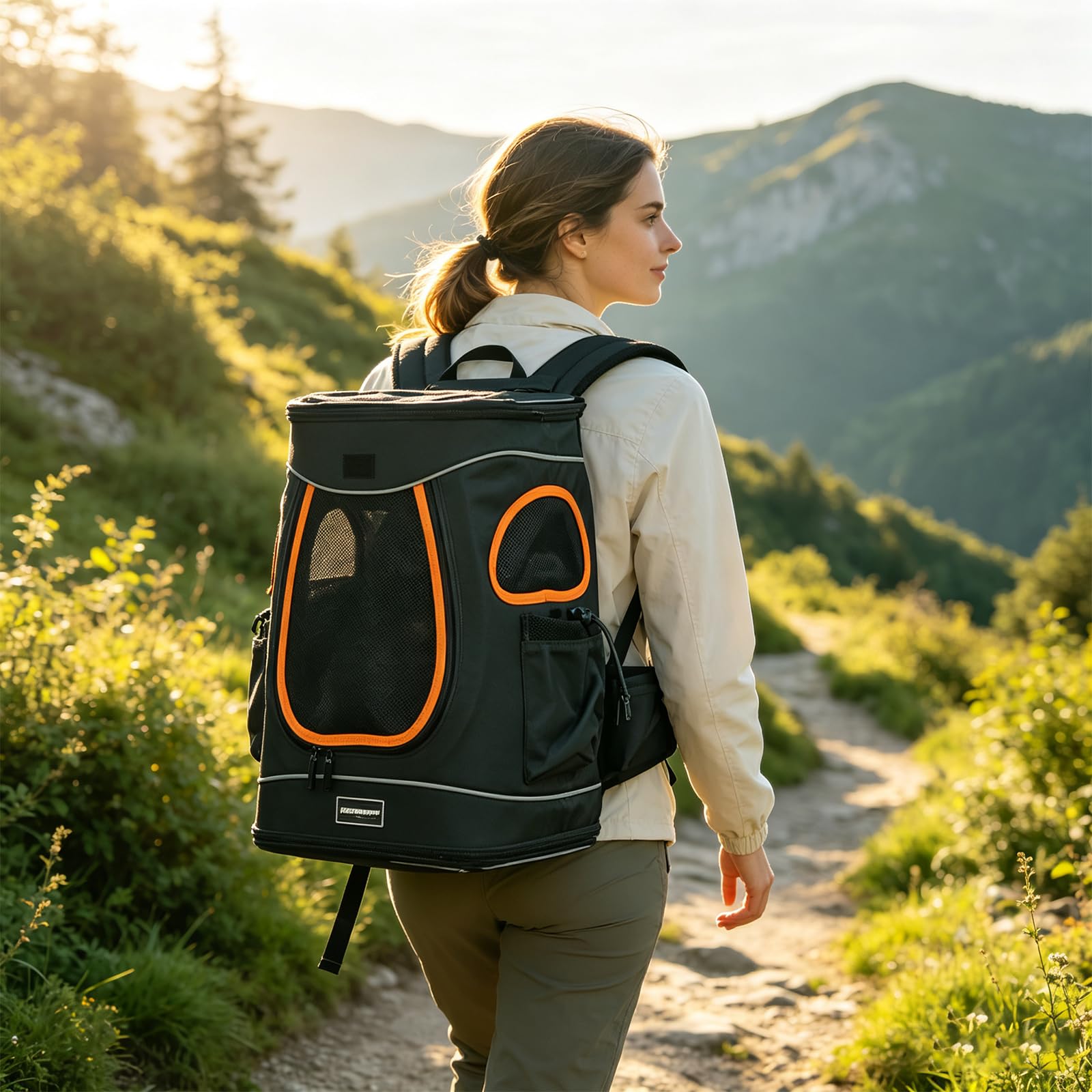 Galatée Mochila para Perros, Gran Capacidad, Tejido Impermeable y Resistente Al Desgaste, Ventilación En Cuatro Direcciones, Bolsa para Mascotas Que Absorbe Los Golpes y Reduce El Peso (Negra)