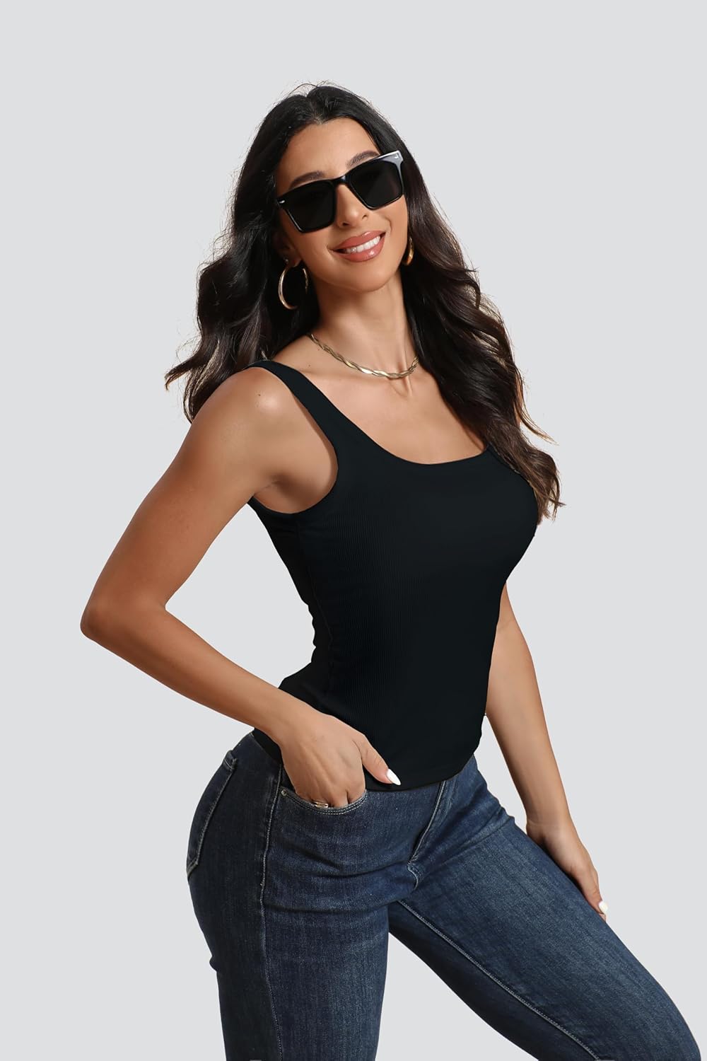 Women's U-Back Tank Top - 3-Pack,Built-in Bra, Removable Pads for Gym, Yoga & Outdoor, Long-Lasting Comfort - Image 6