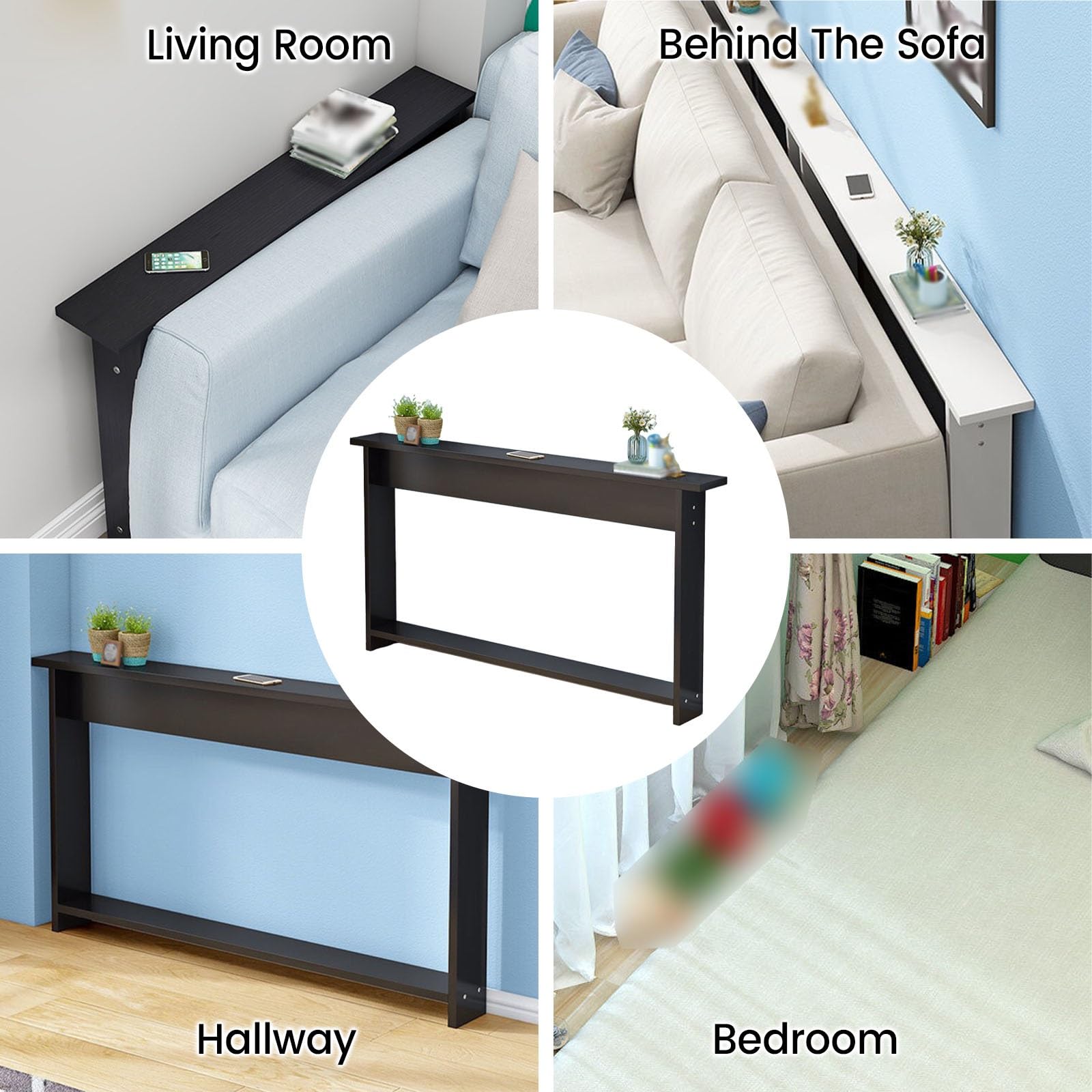 Konsolentisch für Wohnzimmer hinter Couch, freistehender schmaler Sofatisch für Eingang, Flur, Fensterbank, schmal, platzsparend