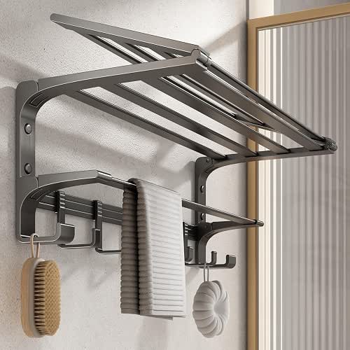 VOLPONE 24 Inch Towel Rack with Towel Bar Holder Foldable